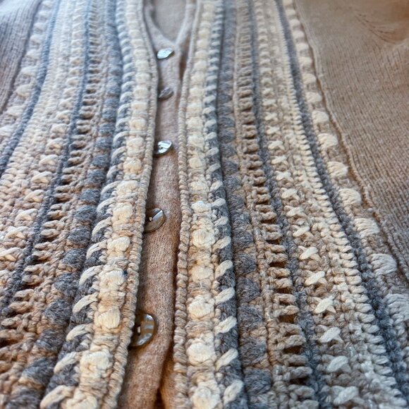 Vintage Talbots Boho Oatmeal Viscose Nylon Lambswool Angora Cashmere Cardigan S - Picture 5 of 11